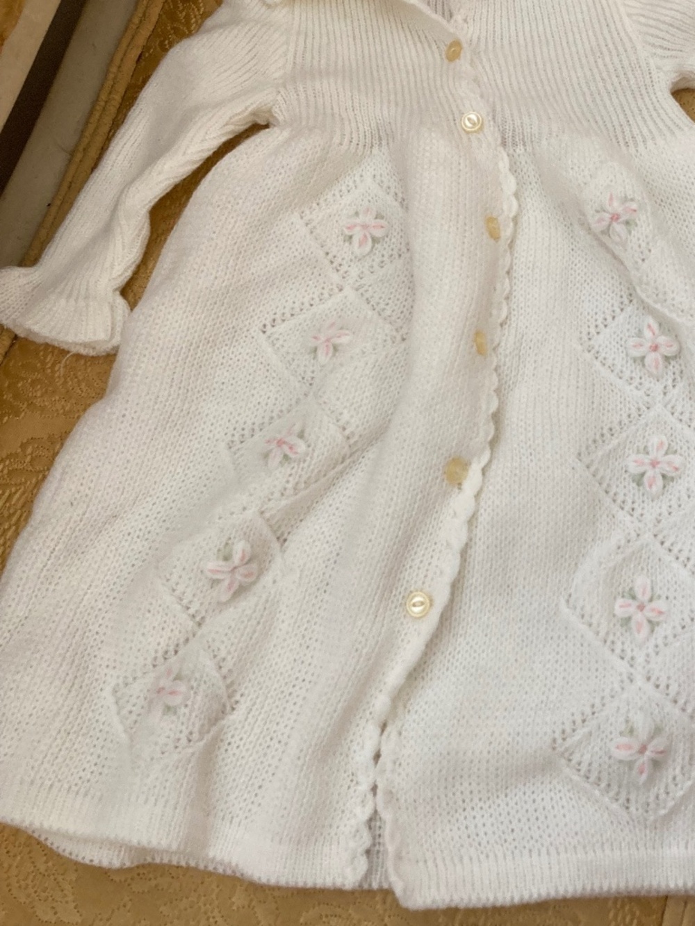 Vintage Heritage Marshall Field Hand-Knit Baby Cardigan - Mint